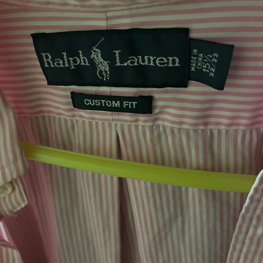 Pink and white long sleeve polo Ralph Lauren shirt